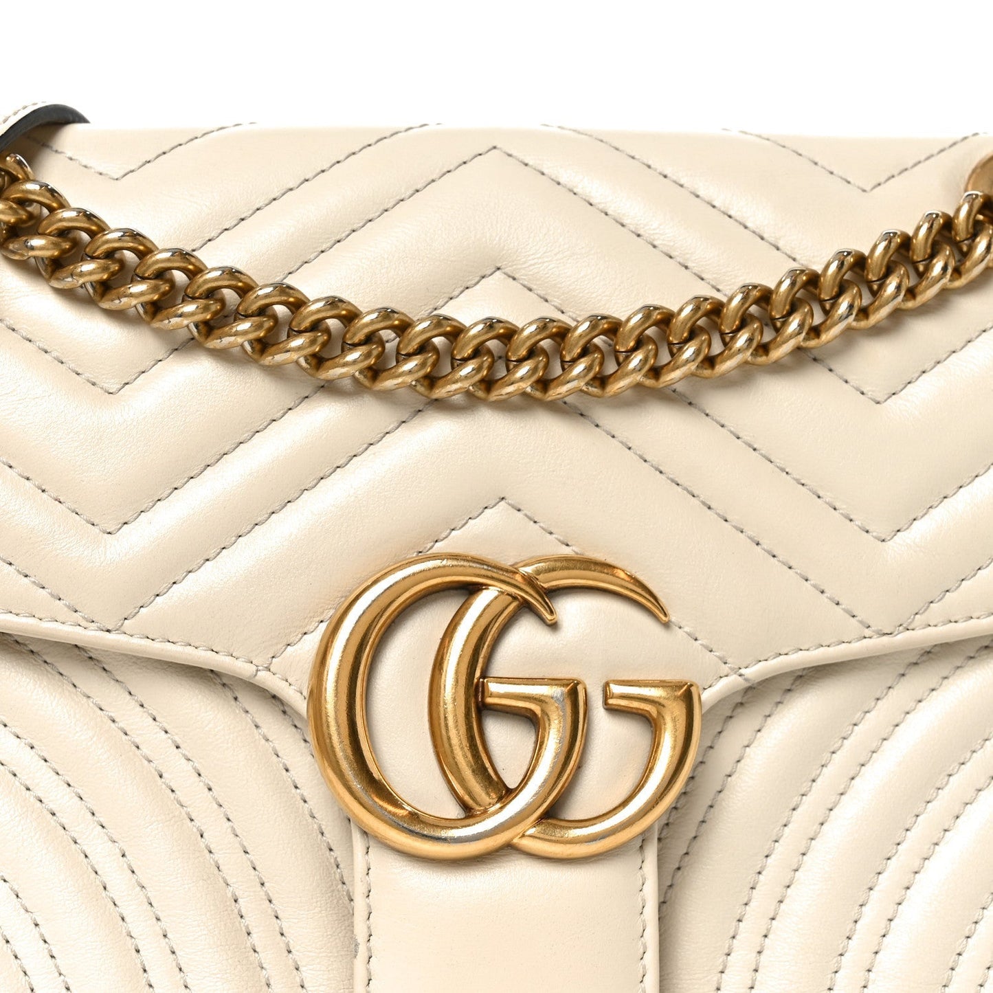 Calfskin Matelasse Small GG Marmont Shoulder Bag White
