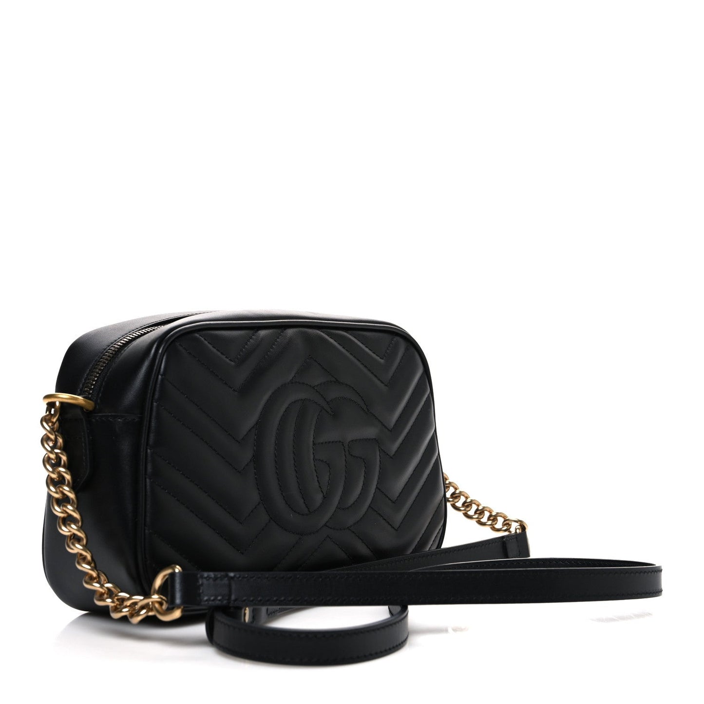 Calfskin Matelasse Small GG Marmont Chain Shoulder Bag Black