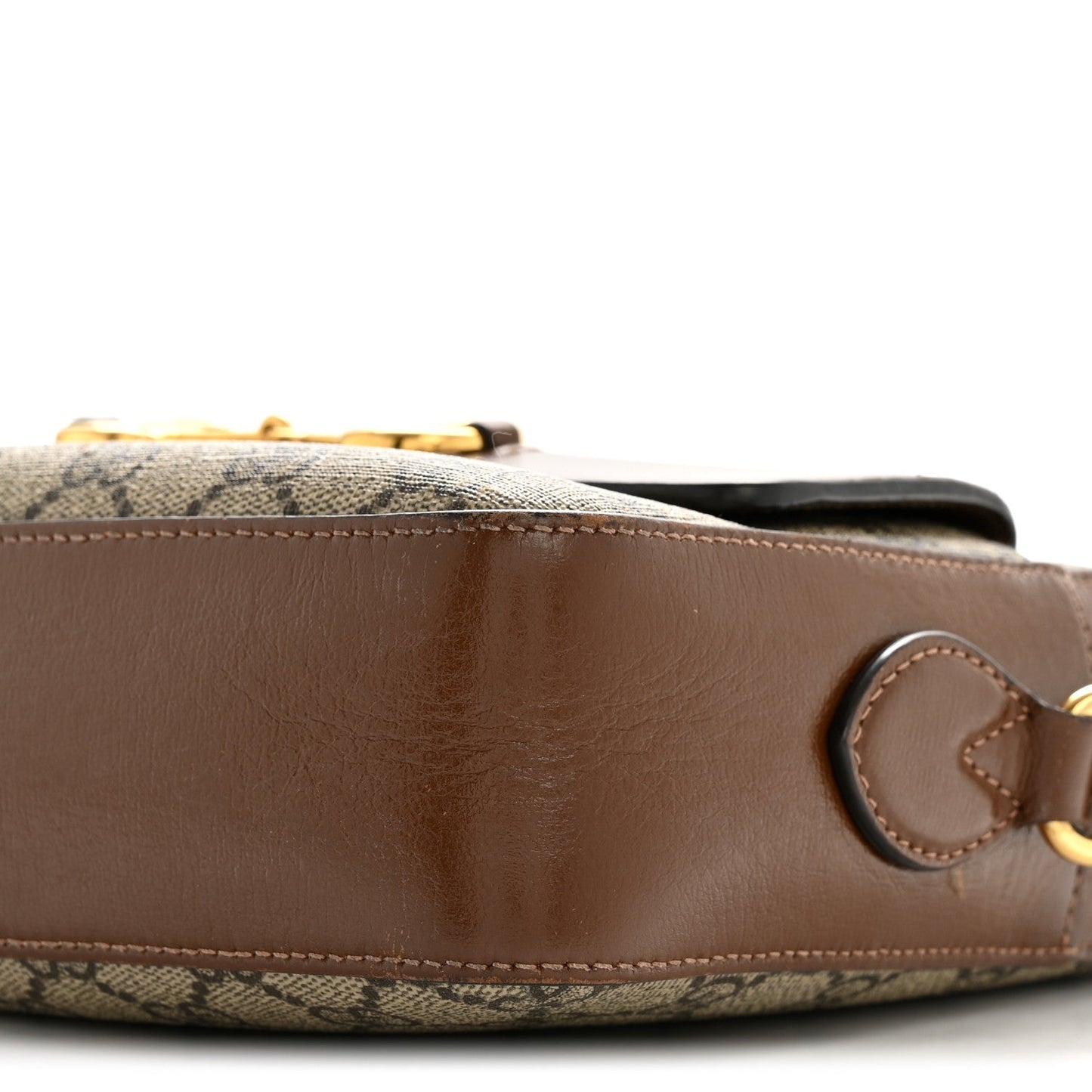 GG Supreme Monogram Small Horsebit 1955 Shoulder Bag Beige Brown Sugar