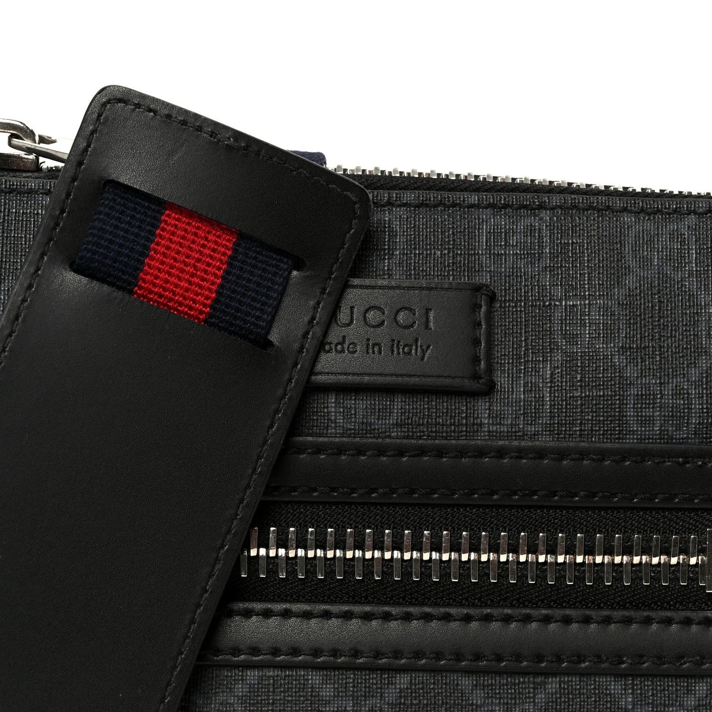 GG Supreme Monogram Web Small Flat Messenger Bag Black Grey