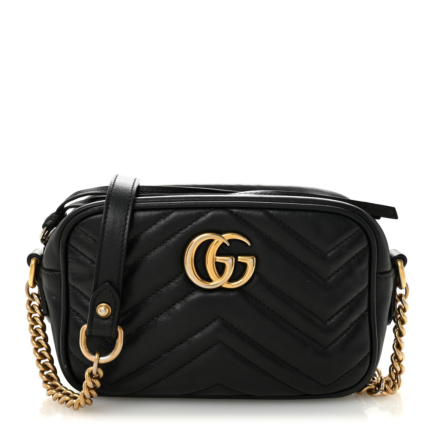 Calfskin Matelasse Mini GG Marmont Chain Shoulder Bag Black