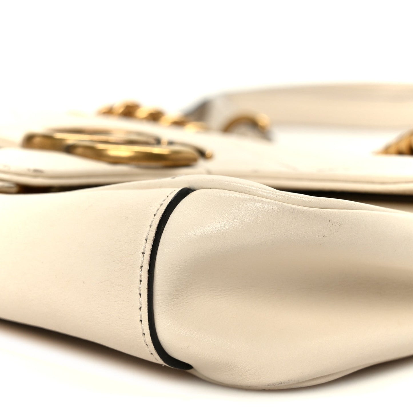 Calfskin Matelasse Mini GG Marmont Shoulder Bag White