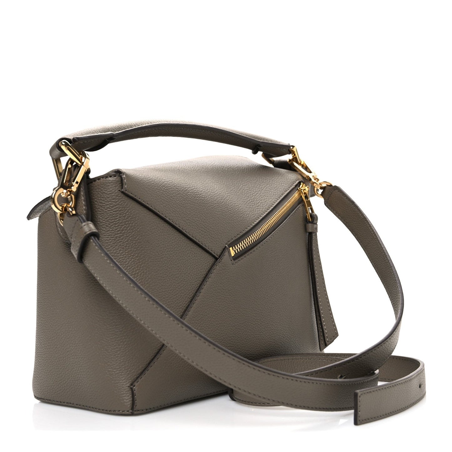 Soft Grained Small Puzzle Edge Bag Taupe