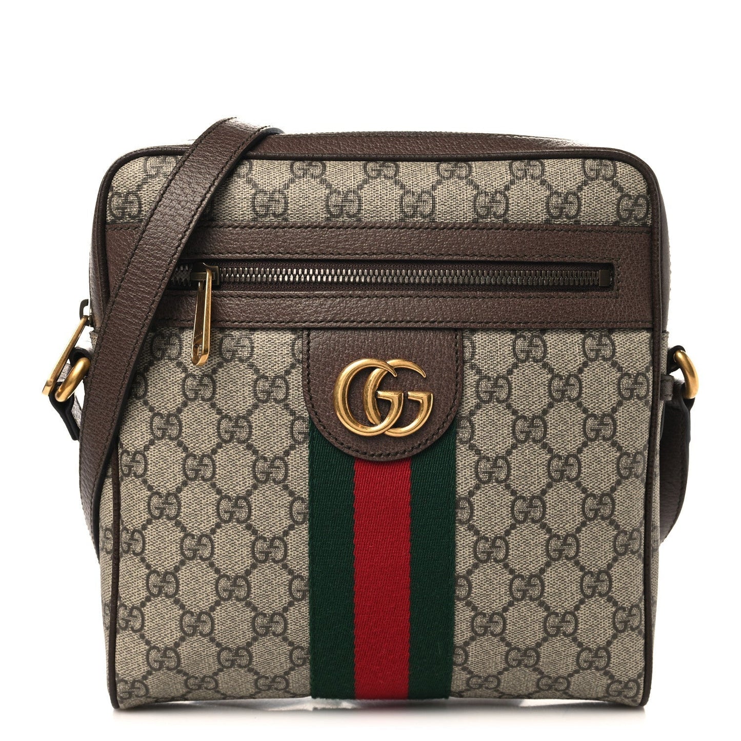 GG Supreme Monogram Web Small Ophidia Messenger Bag Brown