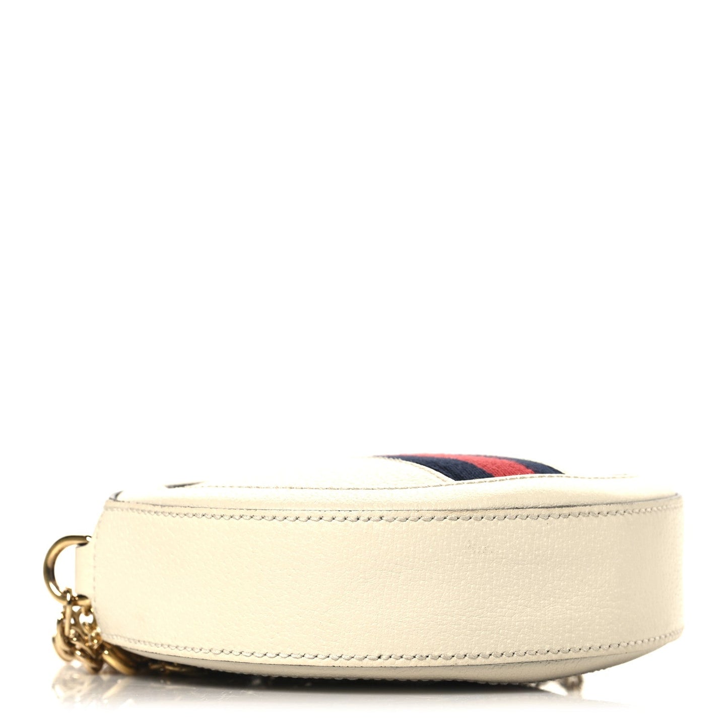 Textured Calfskin Web Mini Ophidia Round Shoulder Bag Mystic White