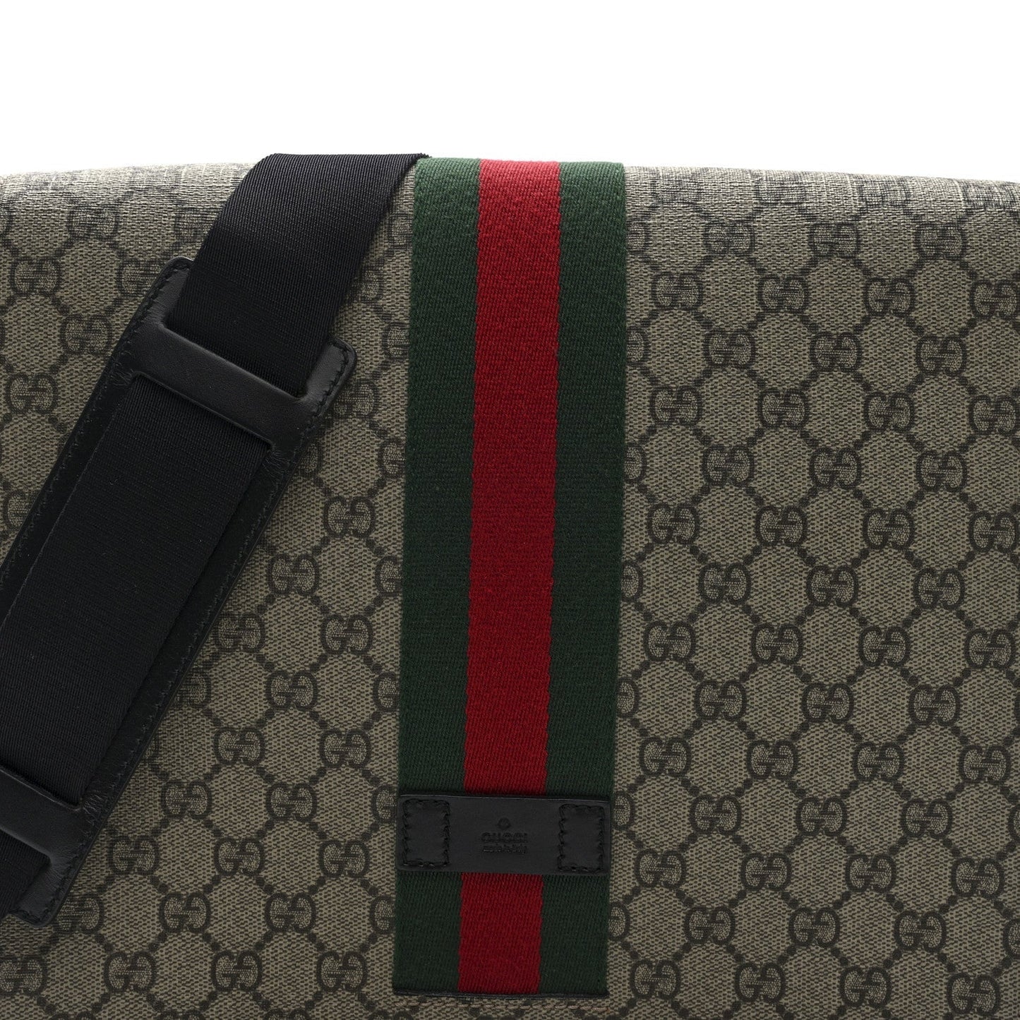 GG Supreme Monogram Web Flap Messenger Bag Black