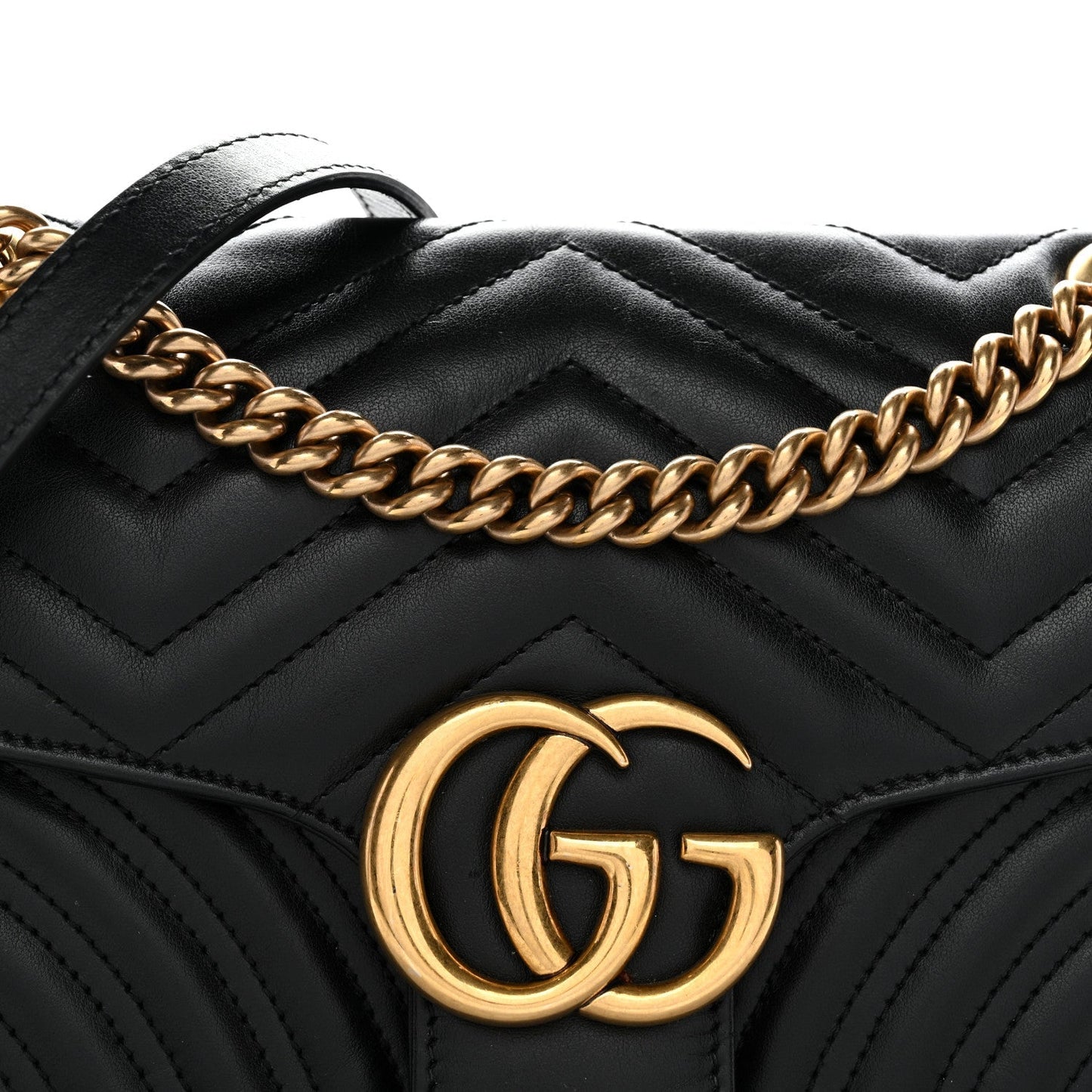 Calfskin Matelasse Small GG Marmont Shoulder Bag Black