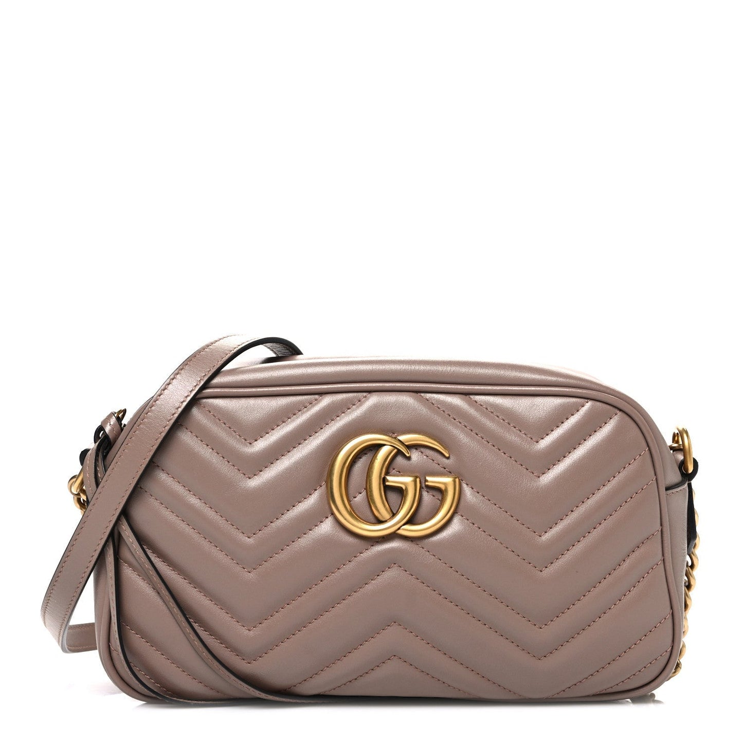 Calfskin Matelasse Small GG Marmont Chain Shoulder Bag Porcelain Rose