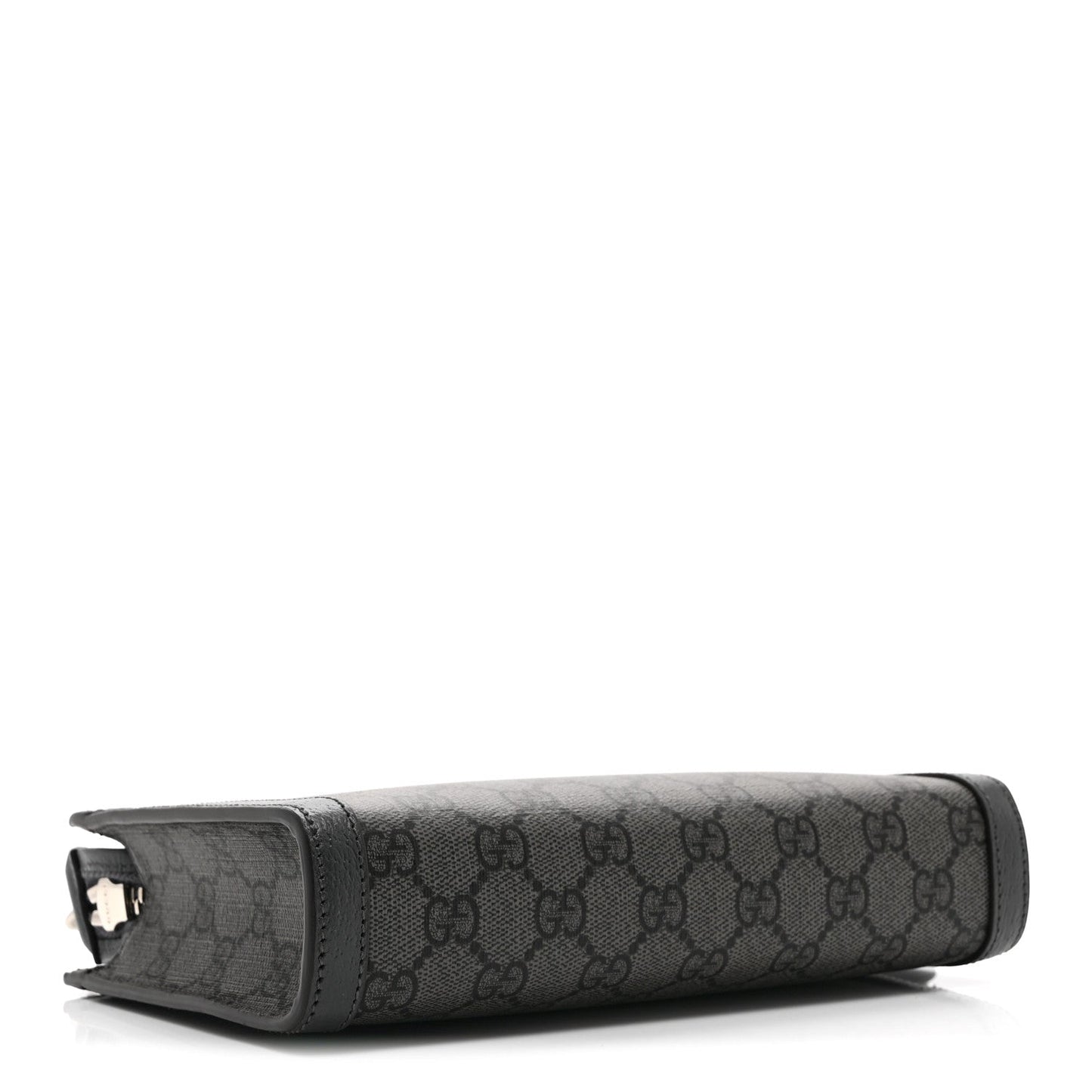 GG Supreme Monogram Textured Dollar Calfskin Web Small Ophidia Shoulder Bag  Grey Black Graphite Grey