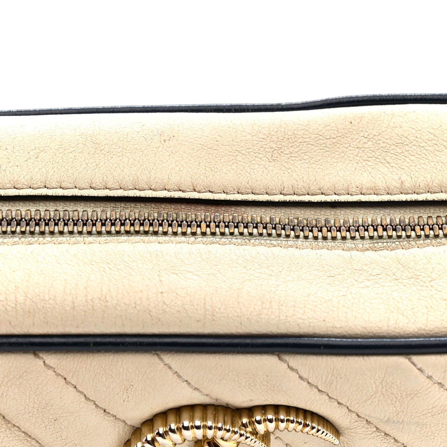 Vintage Effect Calfskin Matelasse Diagonal Small Torchon GG Marmont Chain Shoulder Bag Mystic White Blue Agata