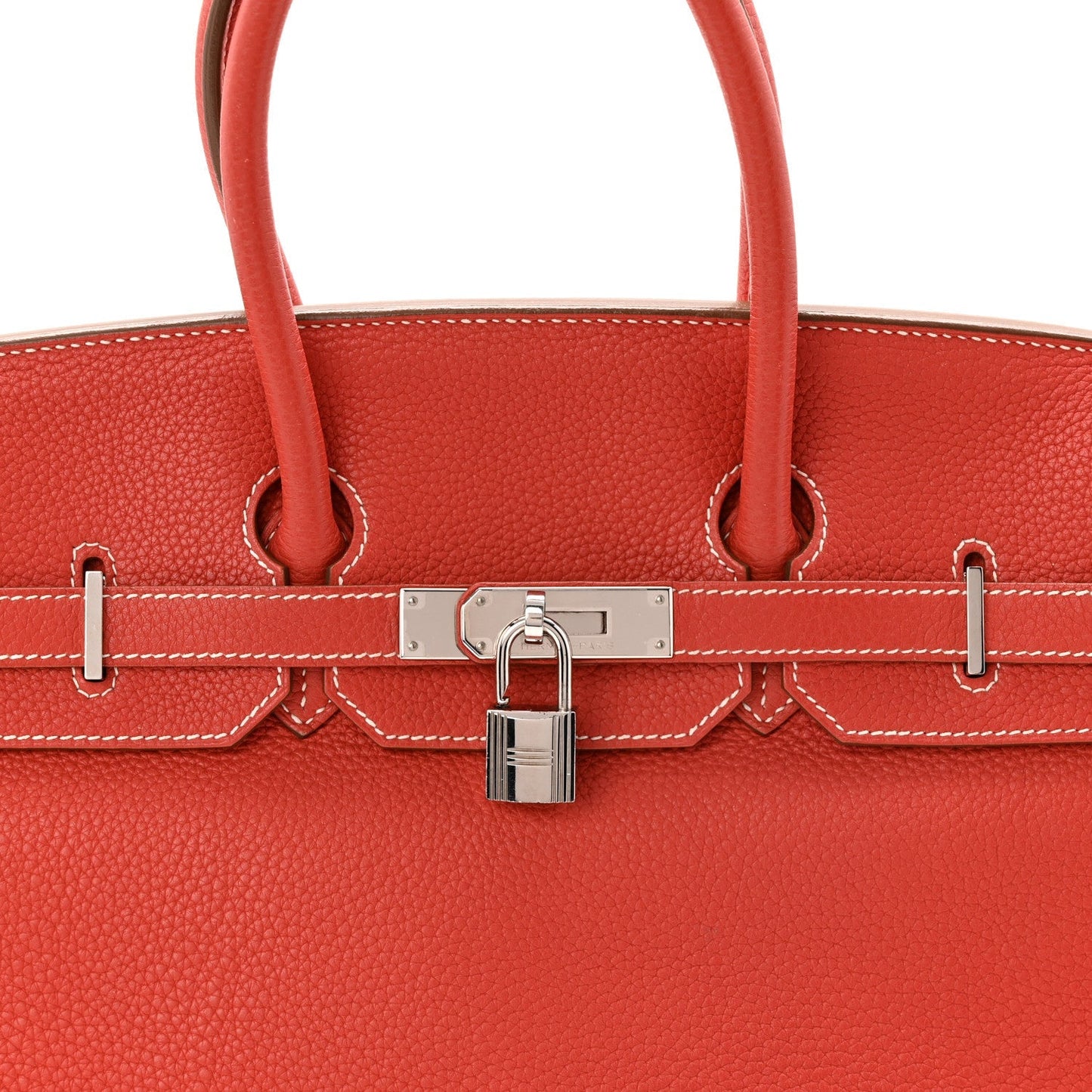 Taurillon Clemence Eclat Birkin 35 Sanguine White