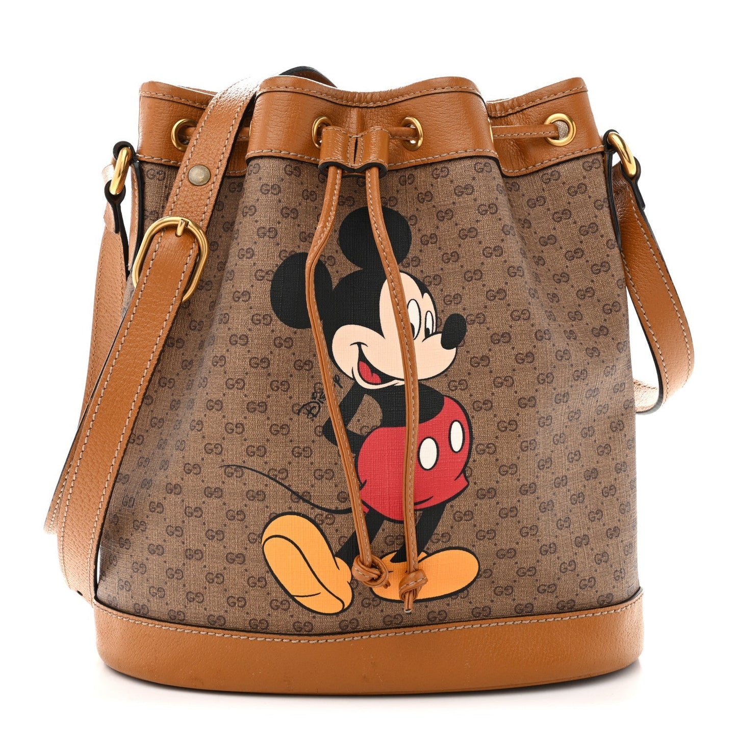 X DISNEY Mini Vintage GG Supreme Monogram Bucket Bag Beige Vintage Sun Oil