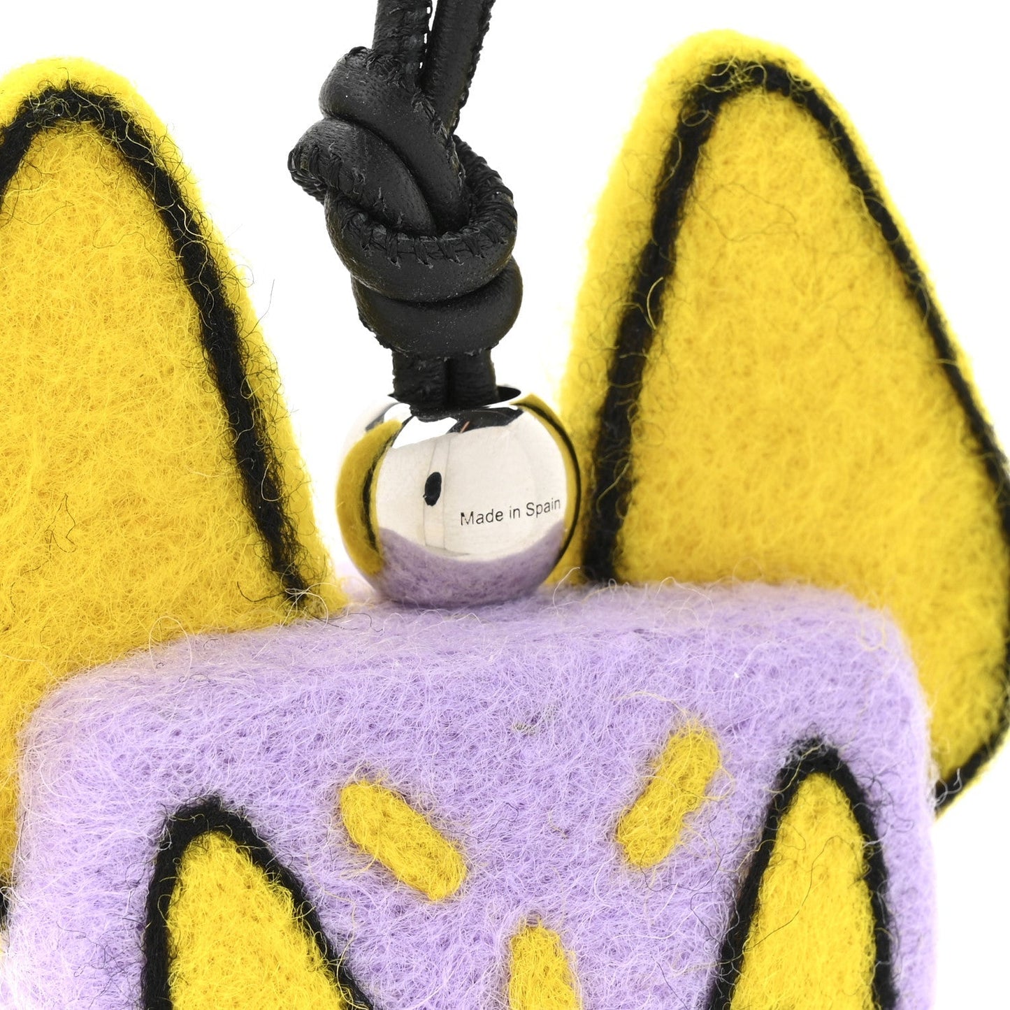X LOUIS WAIN Felt Calfskin Cat Charm Purple Yellow