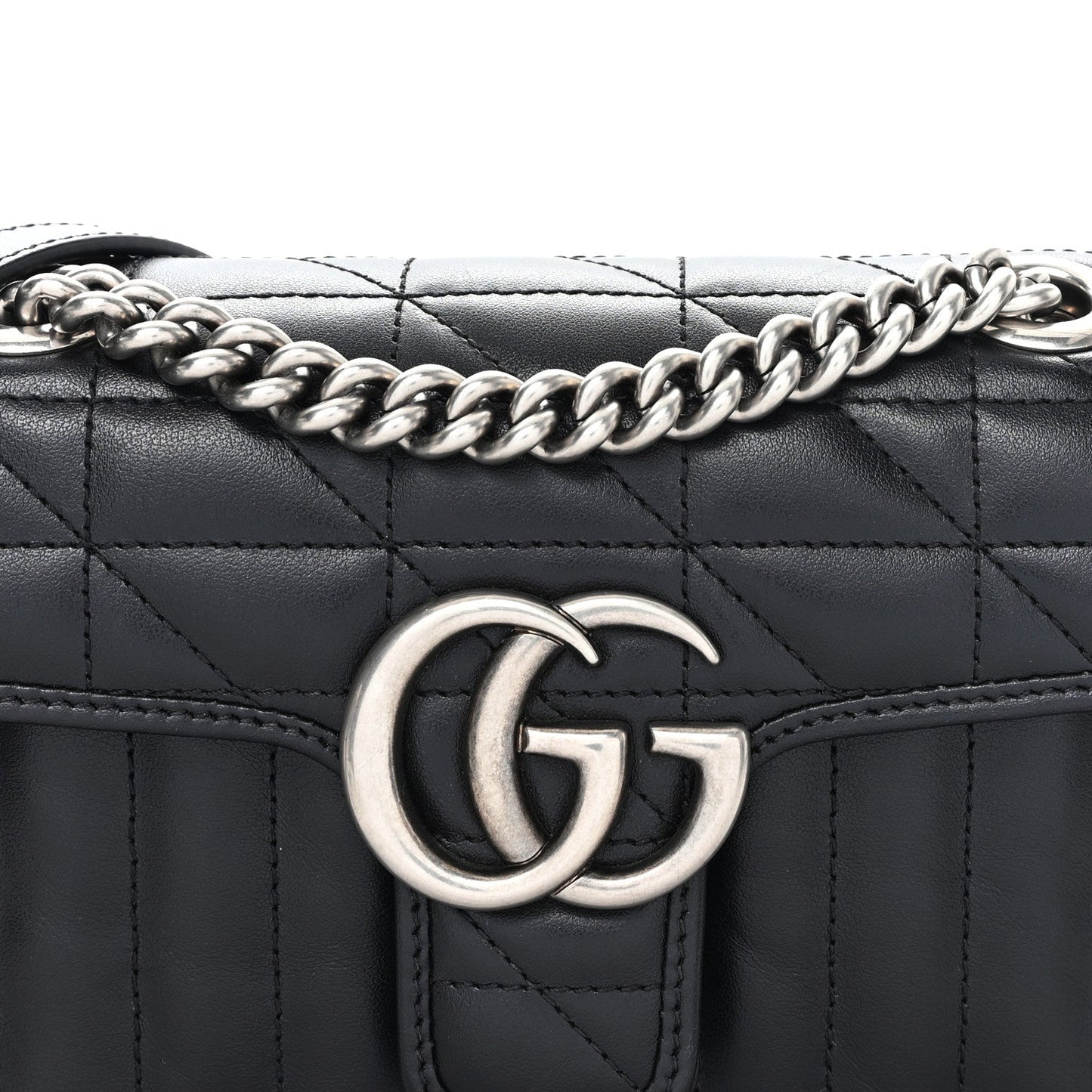 Calfskin Matelasse Aria Mini GG Marmont Shoulder Bag Black