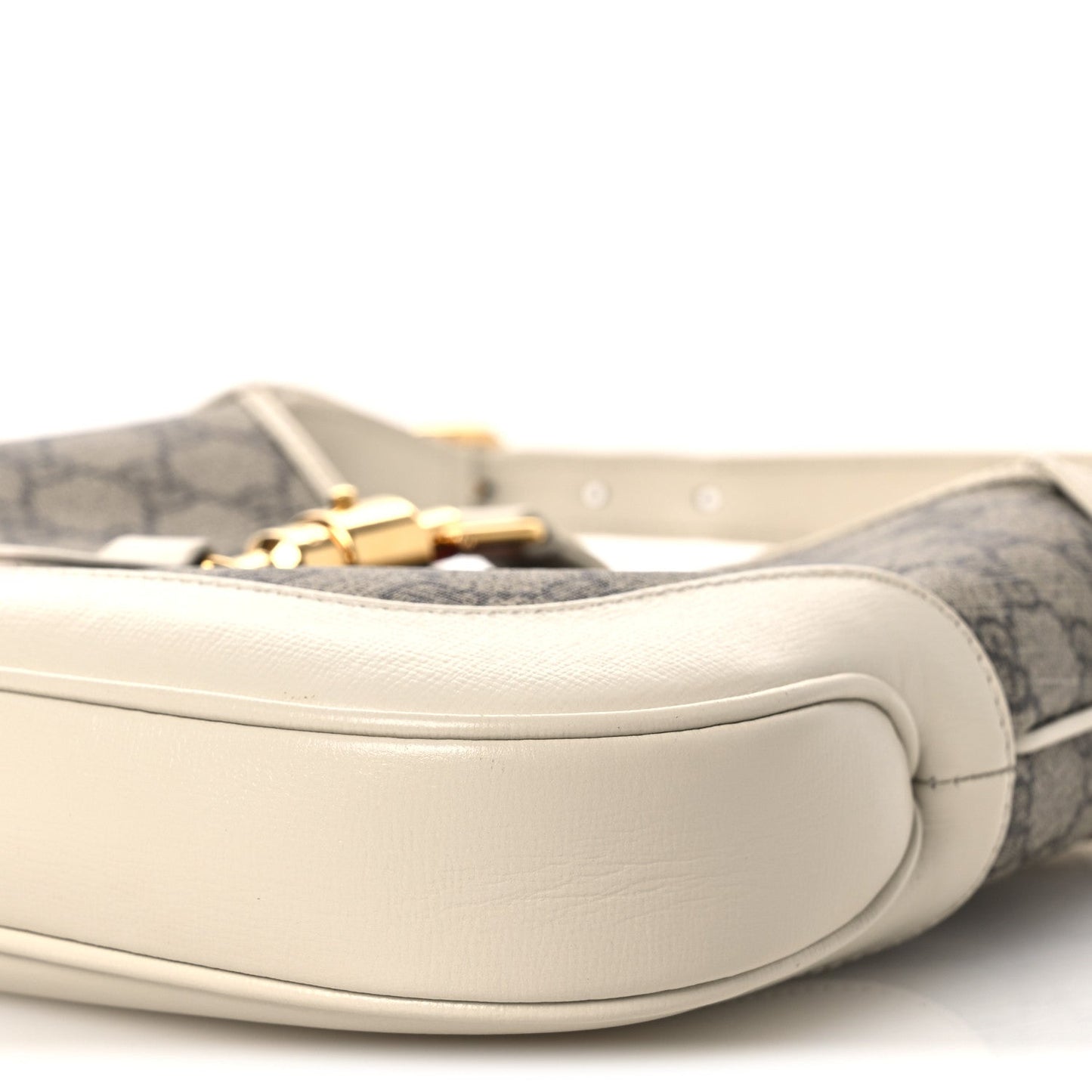 GG Supreme Monogram Azalea Calfskin Web Small Jackie 1961 Hobo Beige Ebony Mystic White