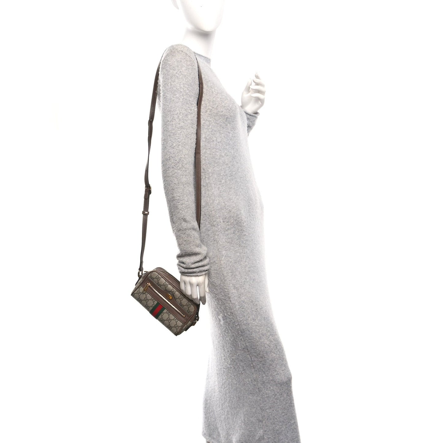 GG Supreme Monogram Web Mini Ophidia Shoulder Bag Brown