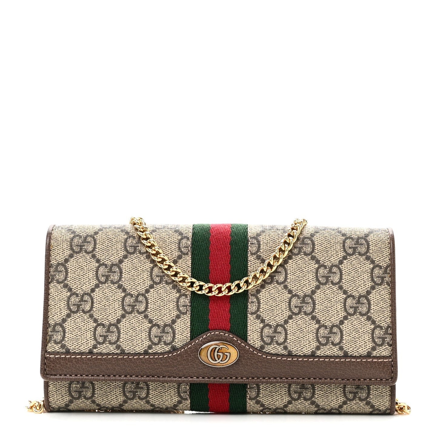 GG Supreme Monogram Web Ophidia Wallet On Chain Brown