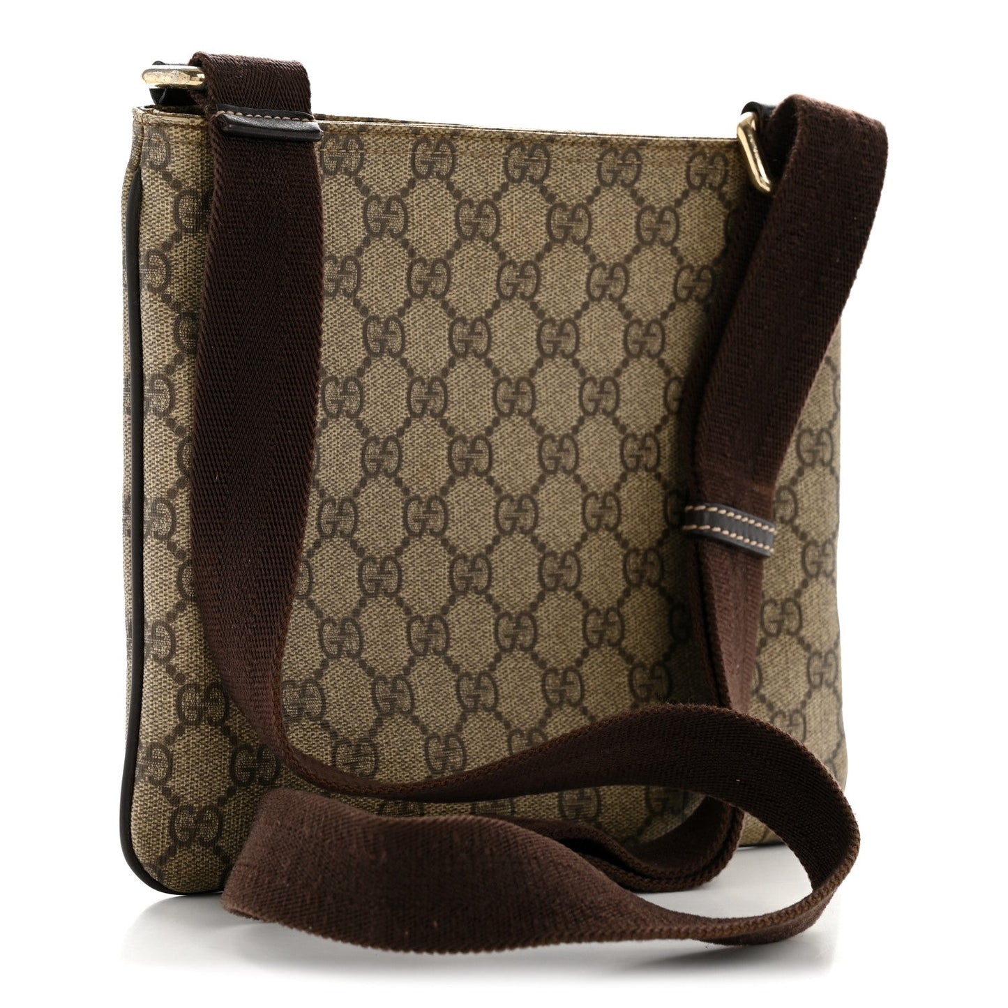 GG Supreme Monogram Small Flat Messenger Bag Dark Brown