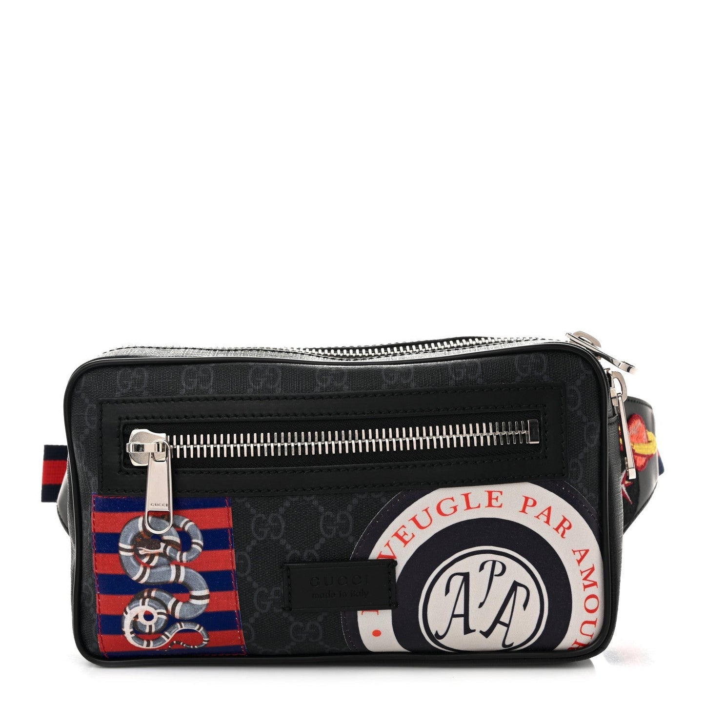 GG Supreme Monogram Night Courrier Belt Bag Black Multicolor