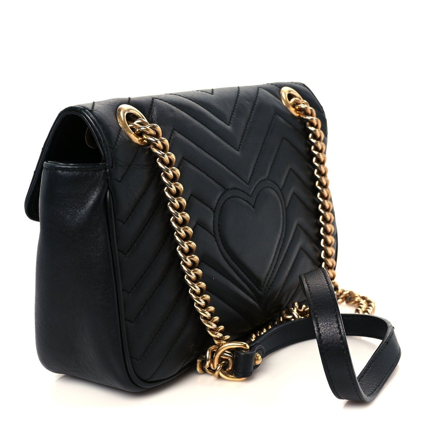 Calfskin Matelasse Small GG Marmont Shoulder Bag Black