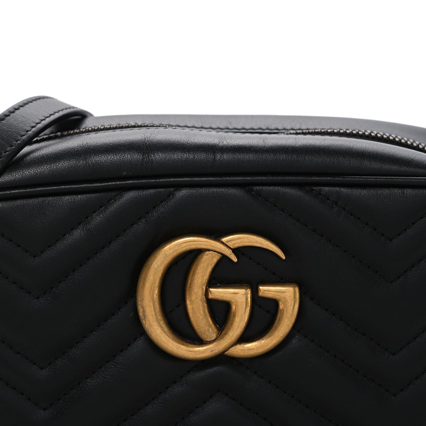 Calfskin Matelasse Small GG Marmont Chain Shoulder Bag Black