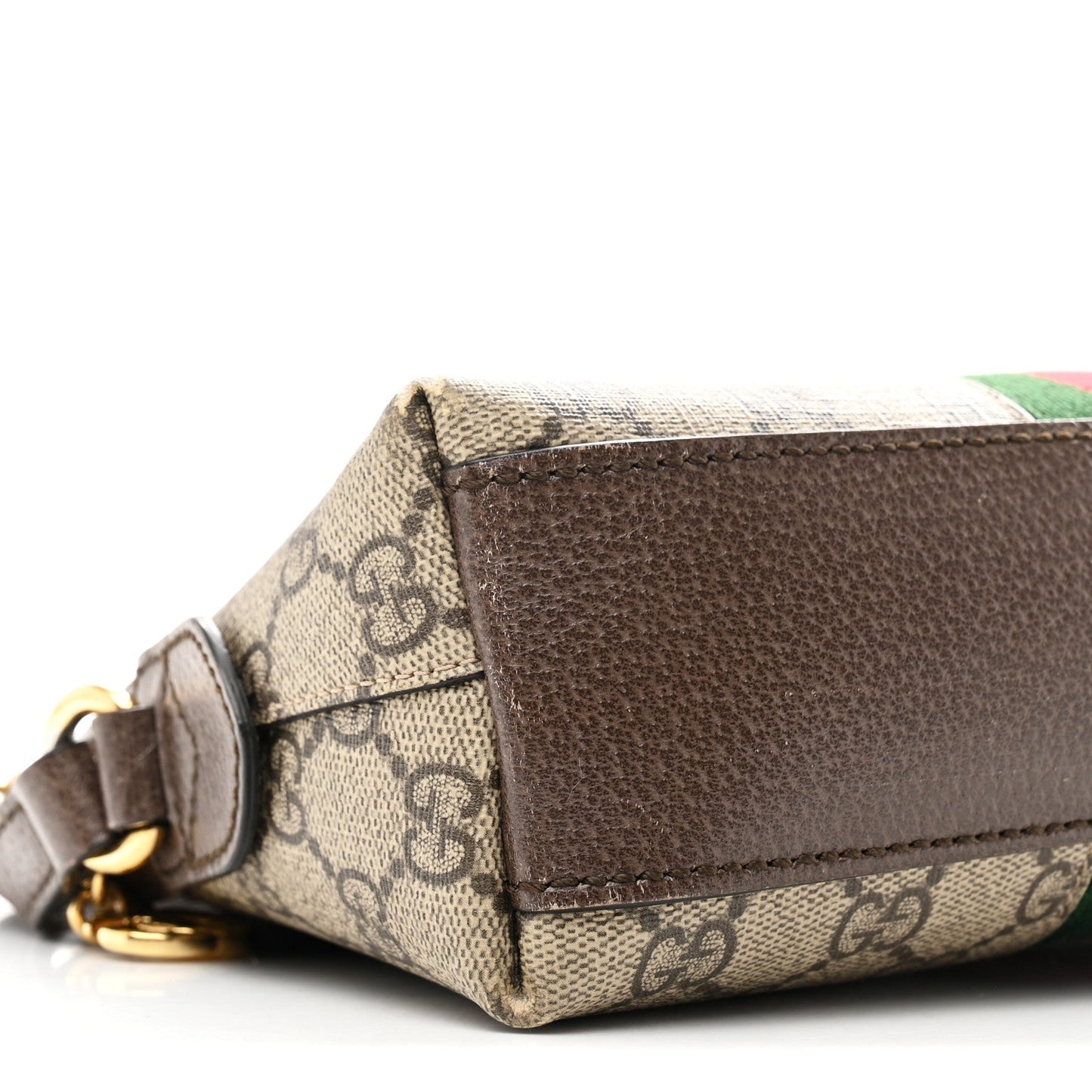 GG Supreme Monogram Textured Dollar Calfskin Web Small Ophidia Dome Shoulder Bag Beige Ebony New Acero