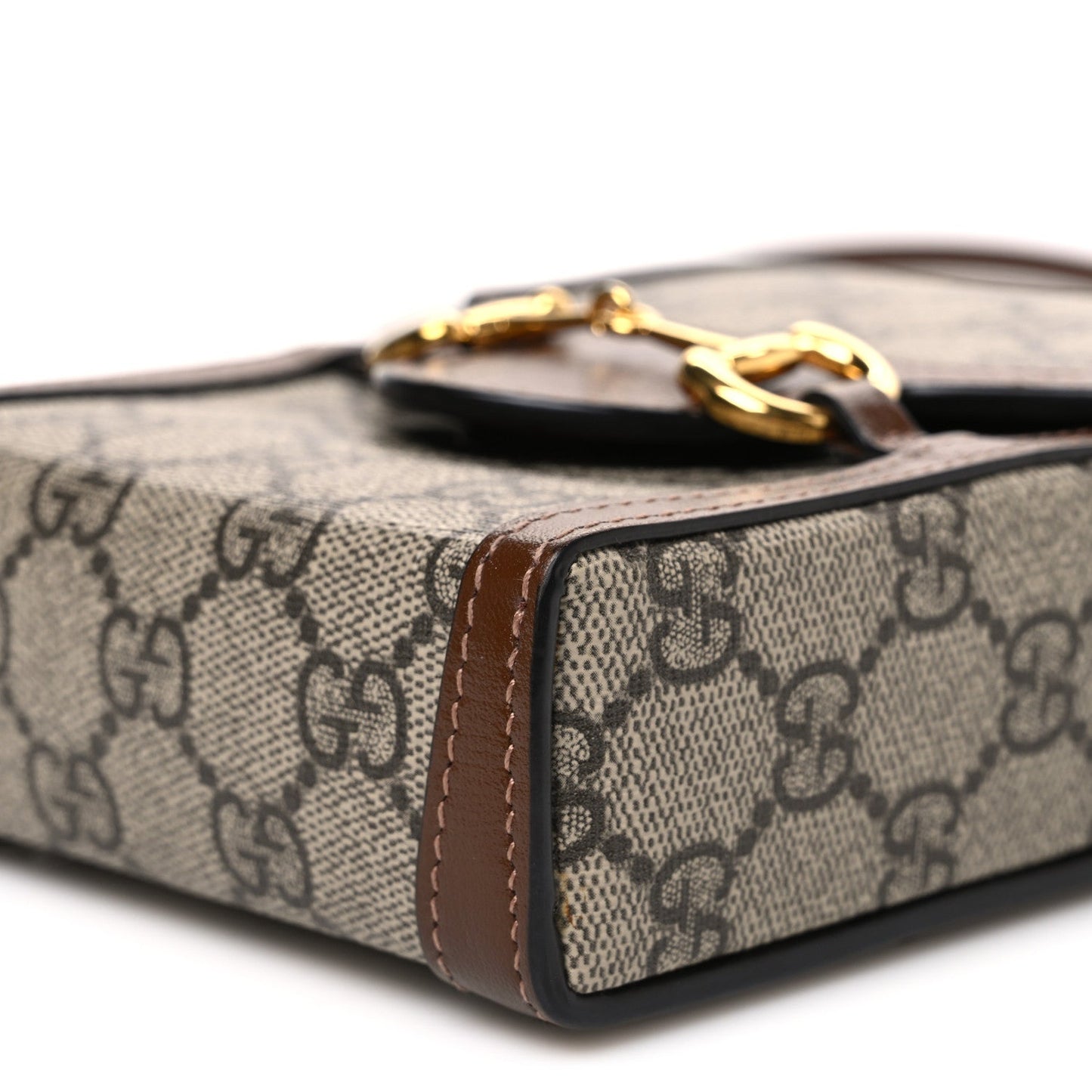 GG Supreme Monogram Mini Horsebit 1955 Crossbody Bag Beige Brown Sugar