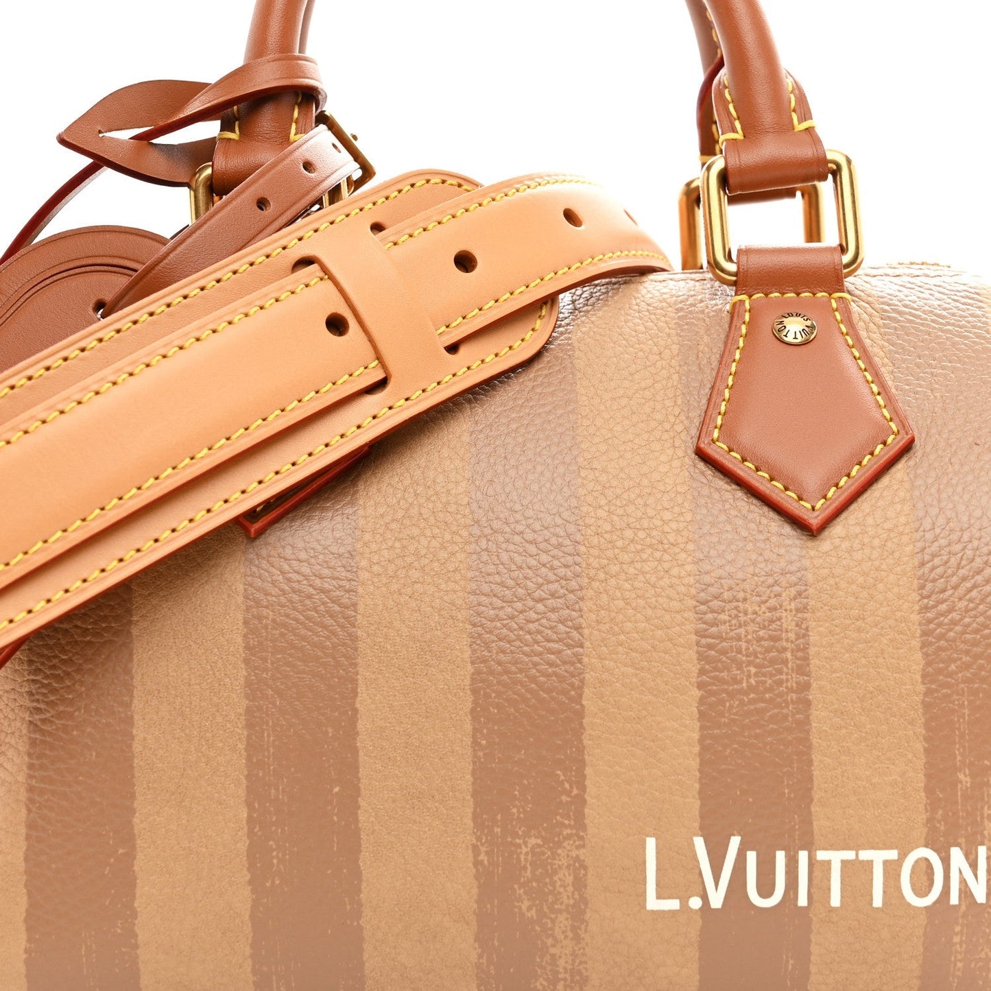 Calfskin Washed Stripes Speedy P9 Bandouliere 20 Camel