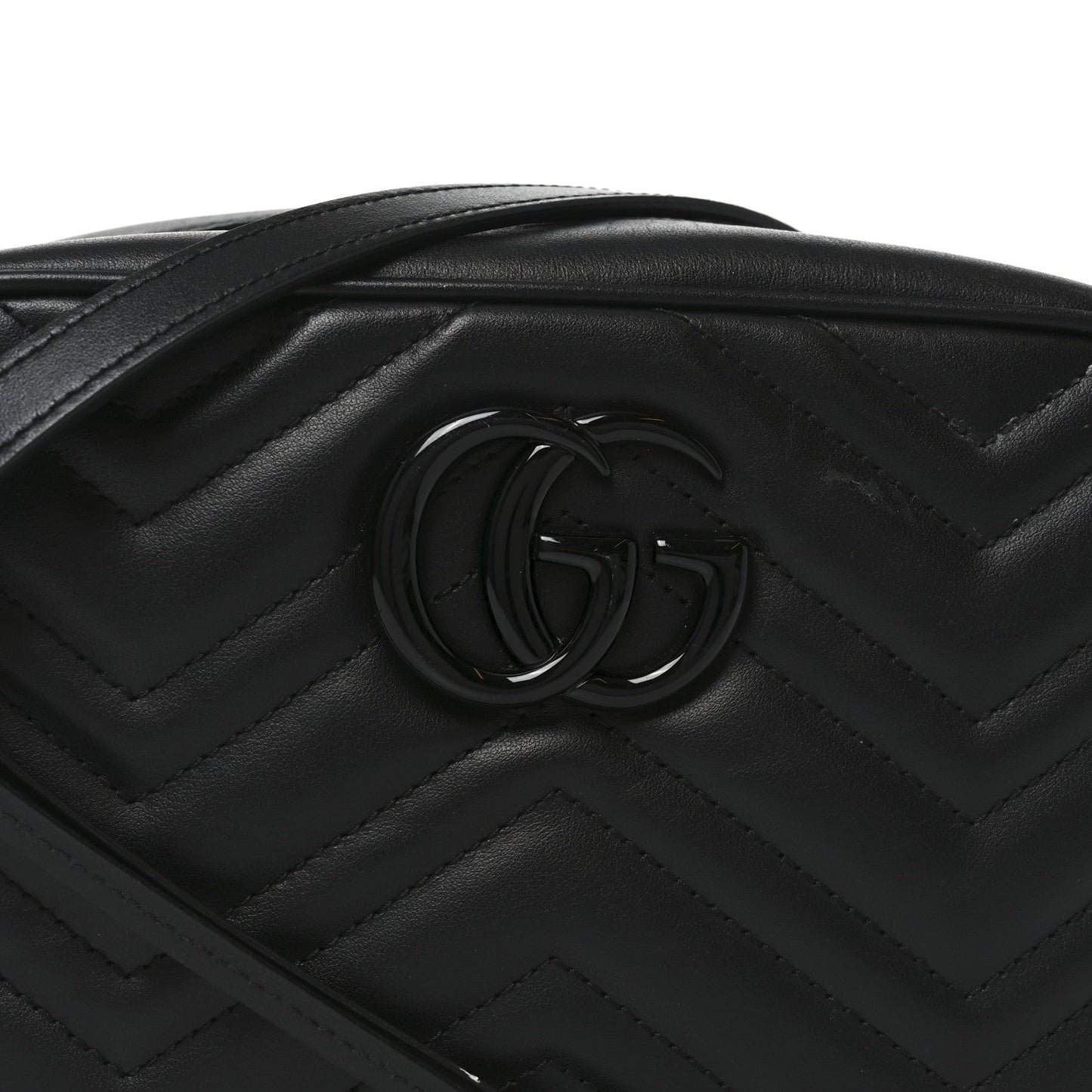 Calfskin Matelasse Monochrome Small GG Marmont Chain Shoulder Bag Black