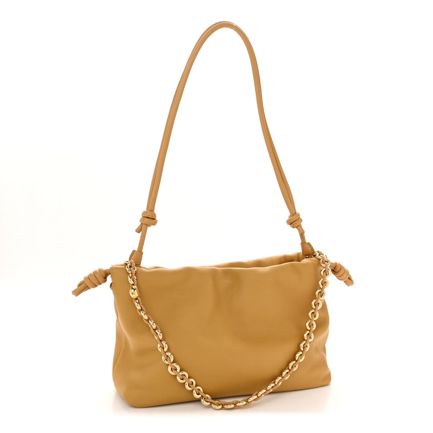 Mellow Nappa Donut Medium Chain Flamenco Knot Clutch Sahara