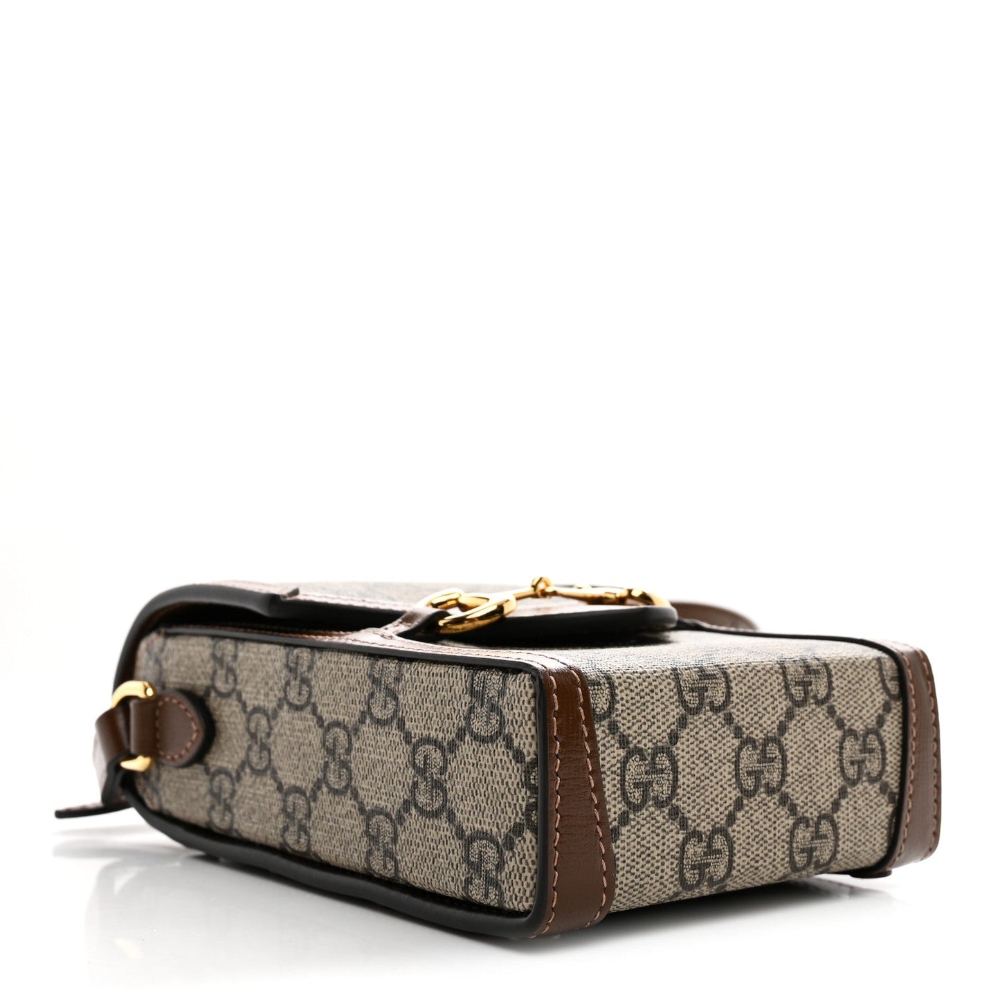 GG Supreme Monogram Mini Horsebit 1955 Crossbody Bag Beige Brown Sugar