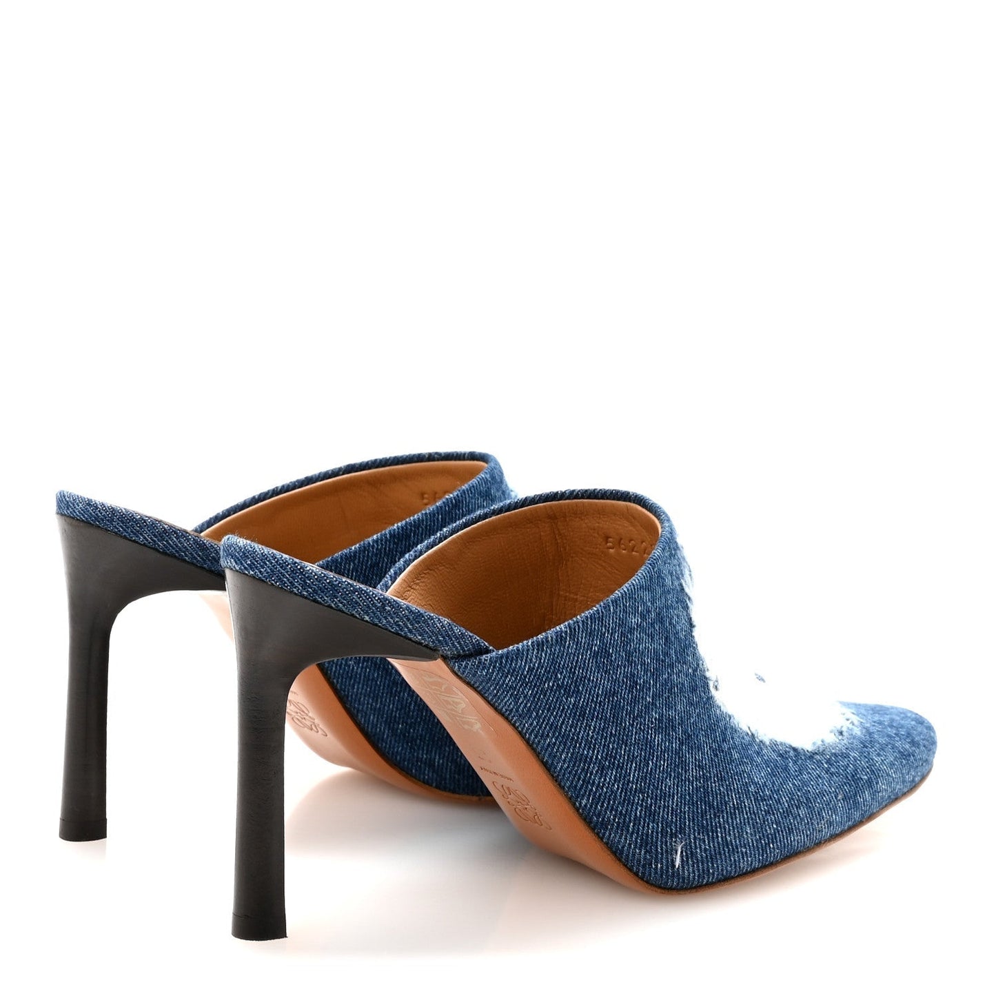 Ripped Denim 90 Mules Washed Denim