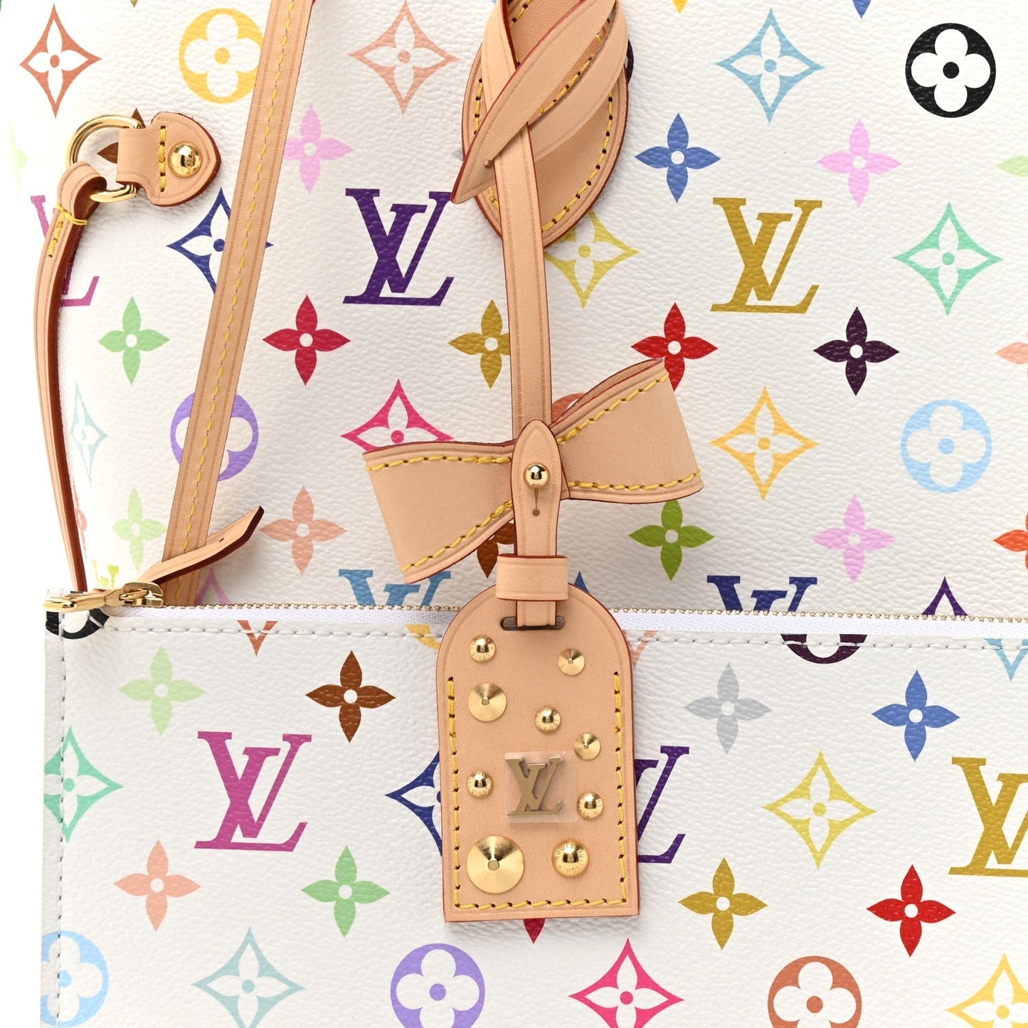 LV x TM Monogram Multicolor Neverfull MM White