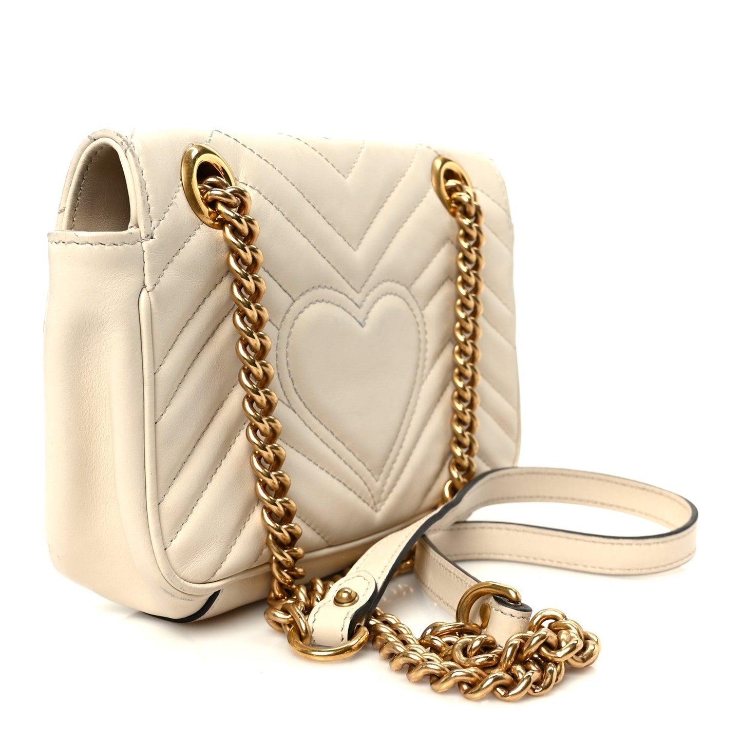 Calfskin Matelasse Mini GG Marmont Shoulder Bag White