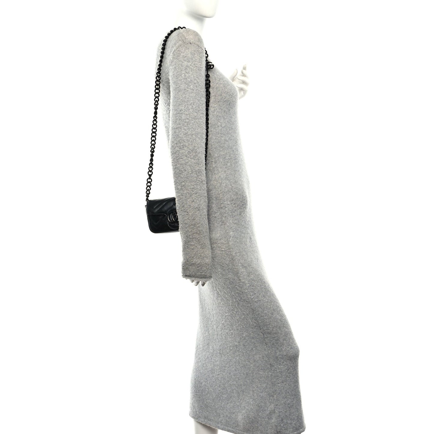 Calfskin Matelasse Monochrome GG Marmont Chain Belt Bag Black