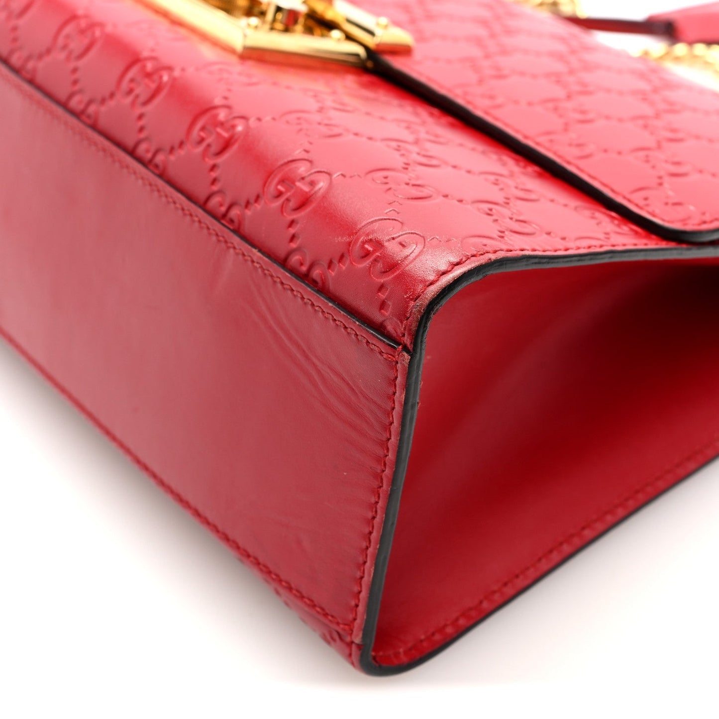 Guccissima Medium Padlock Shoulder Bag Hibiscus Red