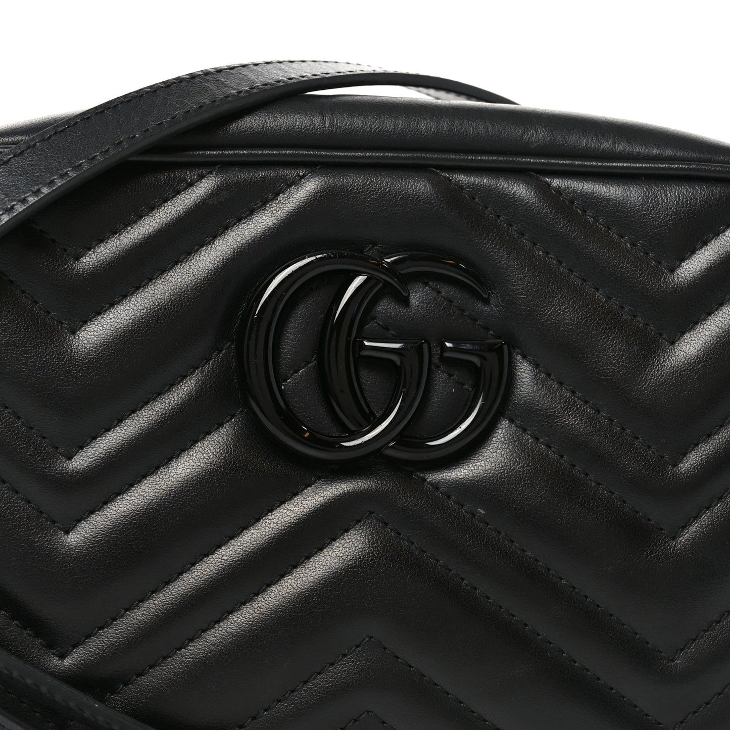 Calfskin Matelasse Monochrome Small GG Marmont Chain Shoulder Bag Black