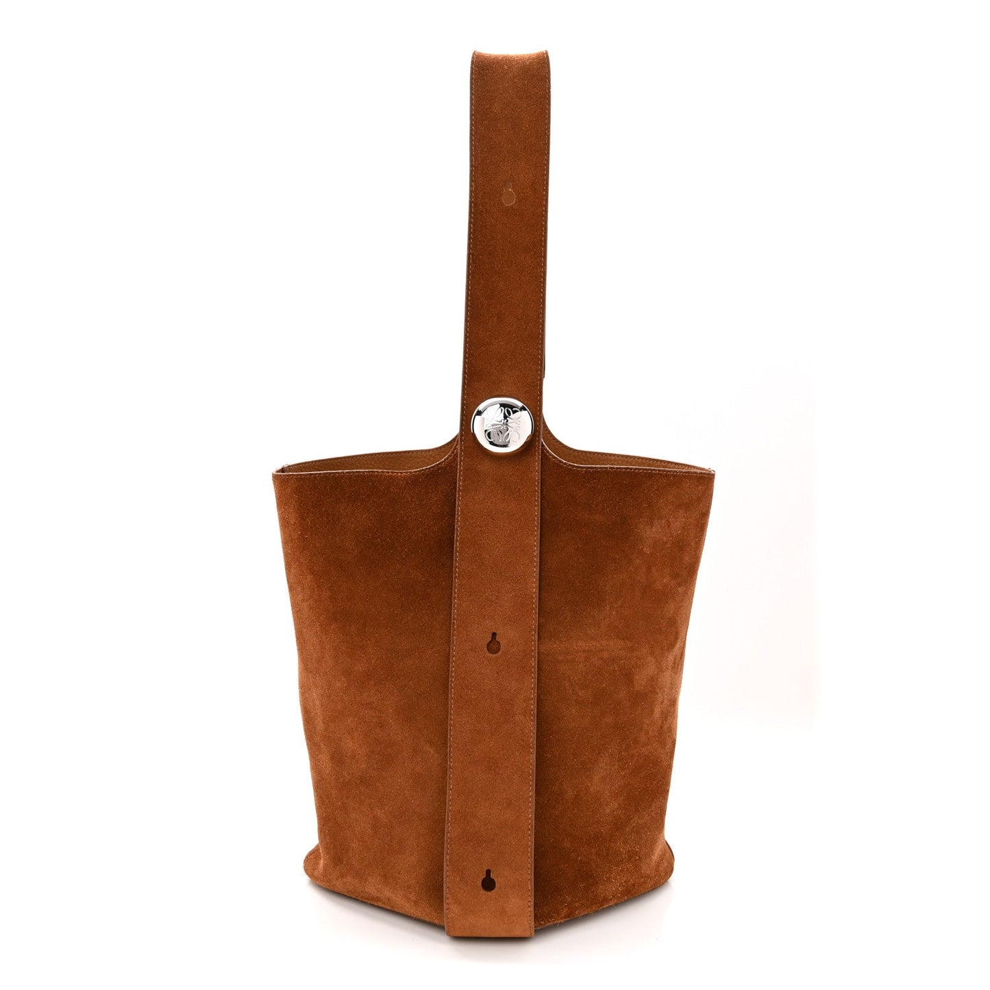 Suede Calfskin Medium Pebble Bucket Bag Tobacco