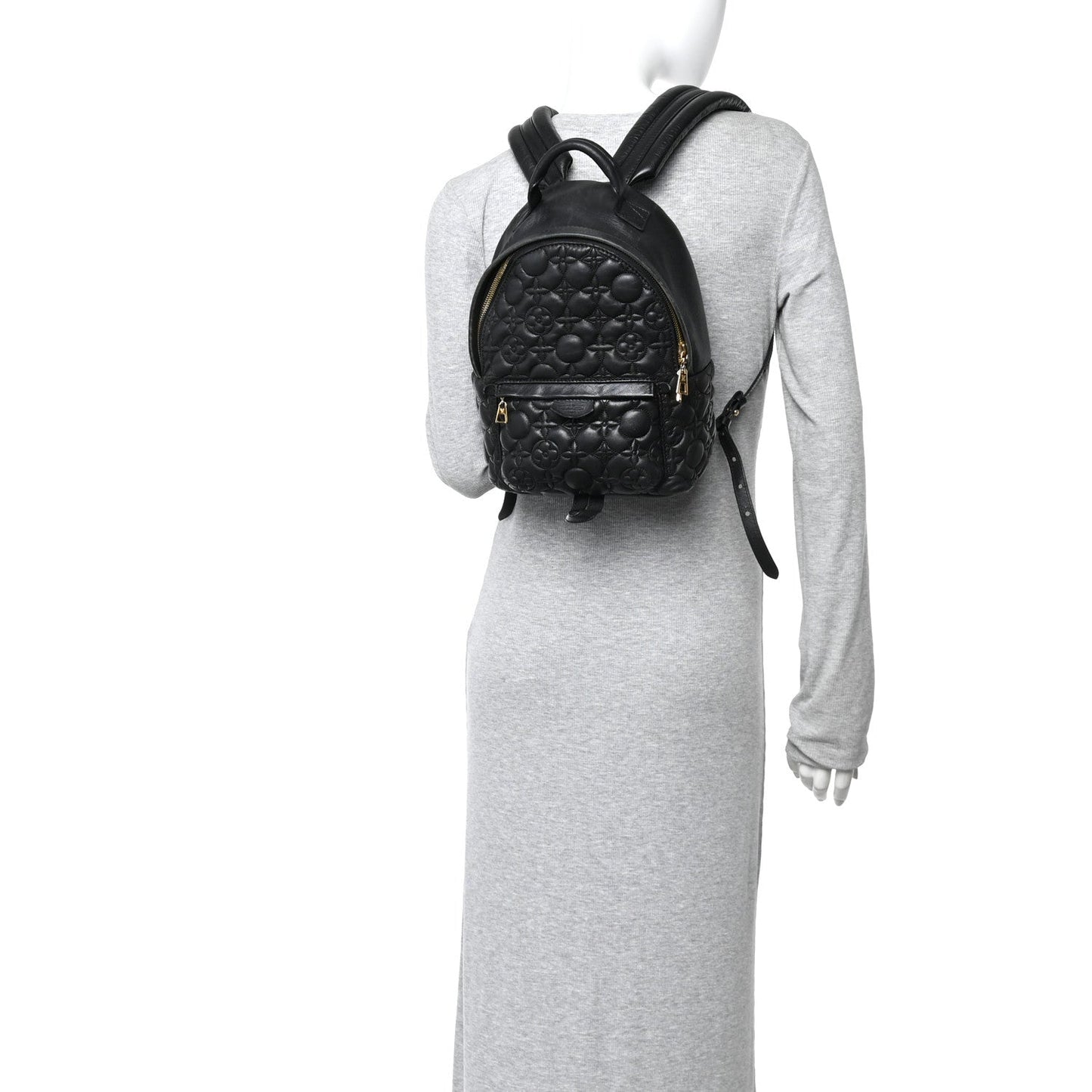 Lambskin Flower Quilted Palm Springs Backpack PM Black