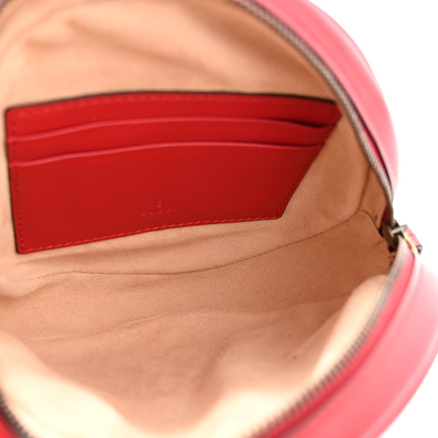 Calfskin Matelasse GG Marmont Round Wrist Wallet Hibiscus Red