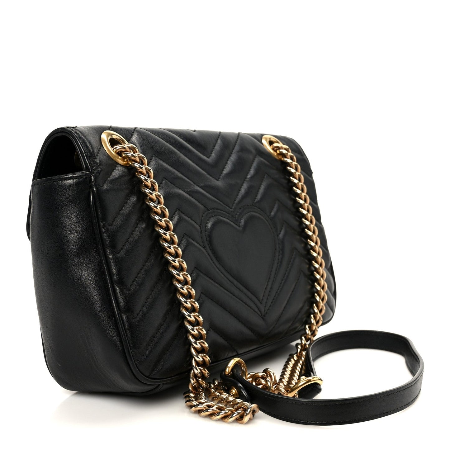 Calfskin Matelasse Small GG Marmont Shoulder Bag Black