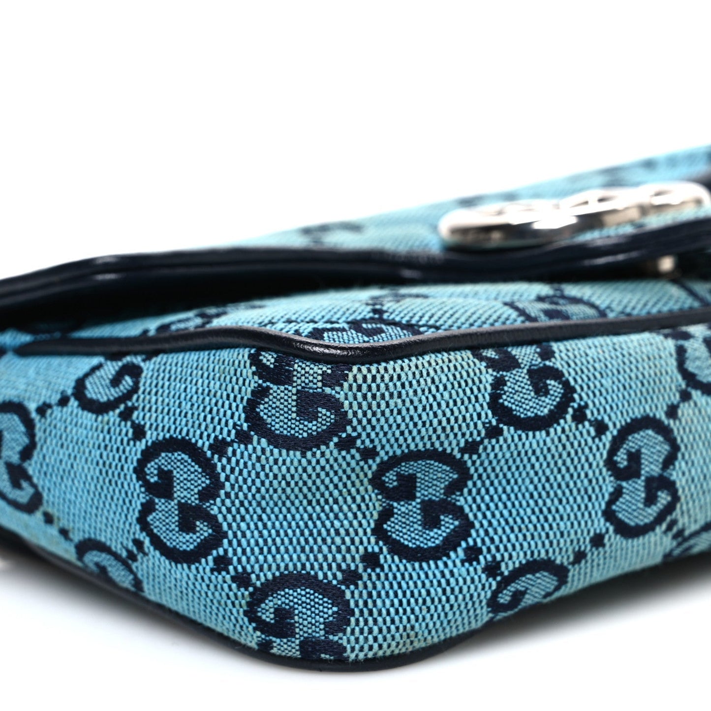 Monogram Multicolor Matelasse Diagonal Super Mini GG Marmont Shoulder Bag Light Blue