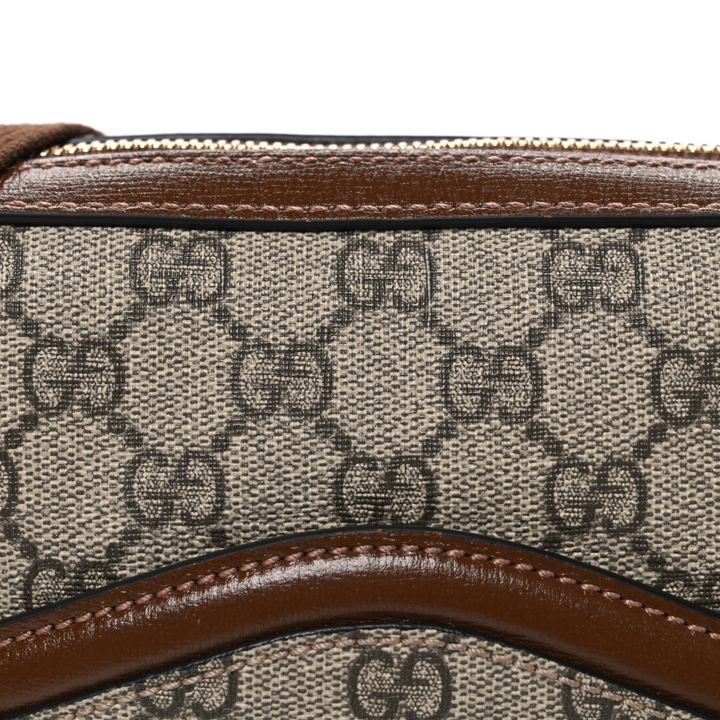GG Supreme Monogram Azalea Calfskin Retro Interlocking G Messenger Shoulder Bag Beige Ebony Brown Sugar