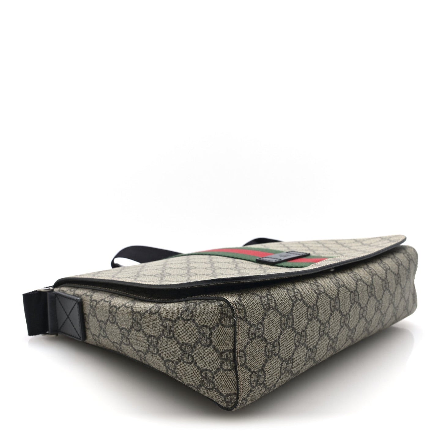 GG Supreme Monogram Web Flap Messenger Bag Black