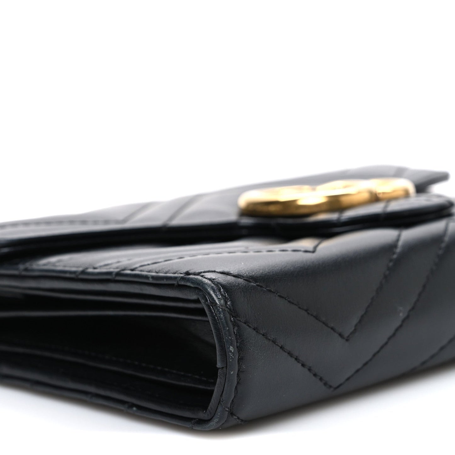 Calfskin Matelasse GG Marmont Chain Wallet Black