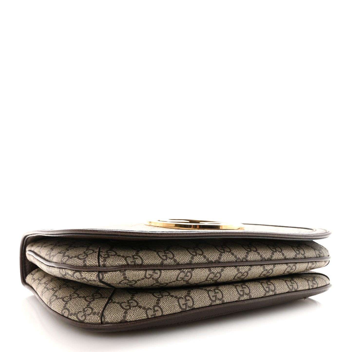 GG Supreme Monogram Textured Dollar Calfskin Web Medium Blondie Top Handle Shoulder Flap Bag Beige Ebony New Acero