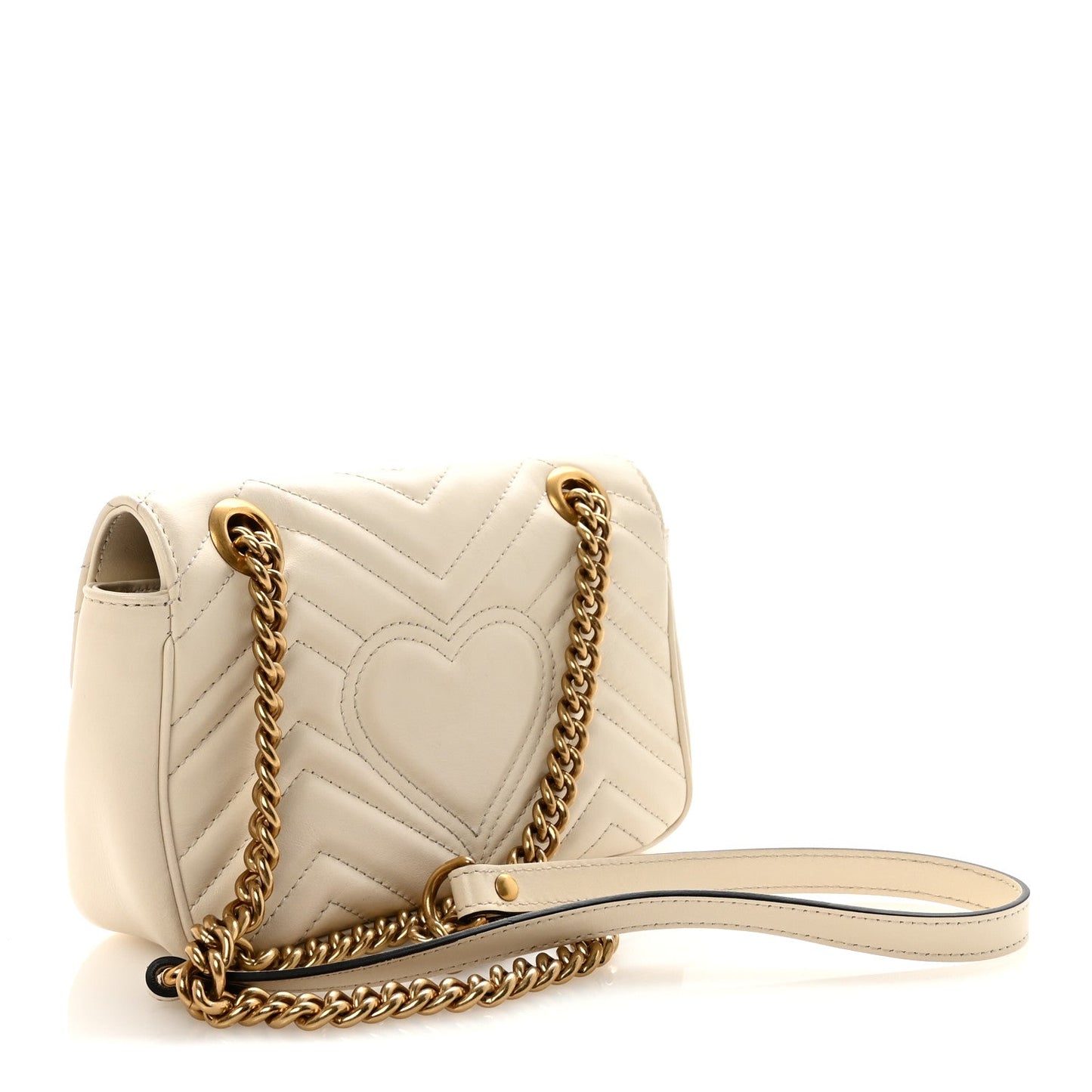 Calfskin Matelasse Mini GG Marmont Shoulder Bag White