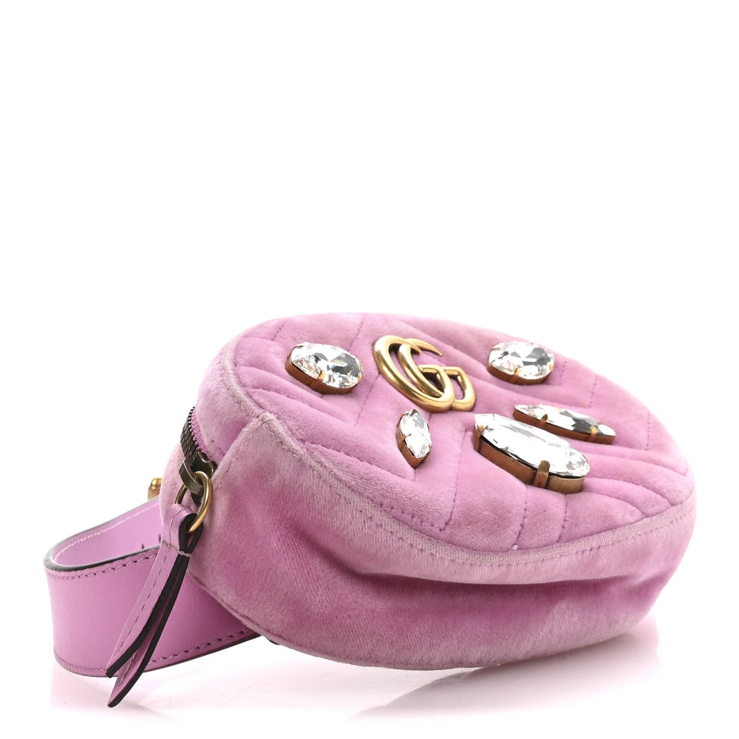 Velvet Matelasse Marquise Crystals GG Marmont Belt Bag 85 34 Malva