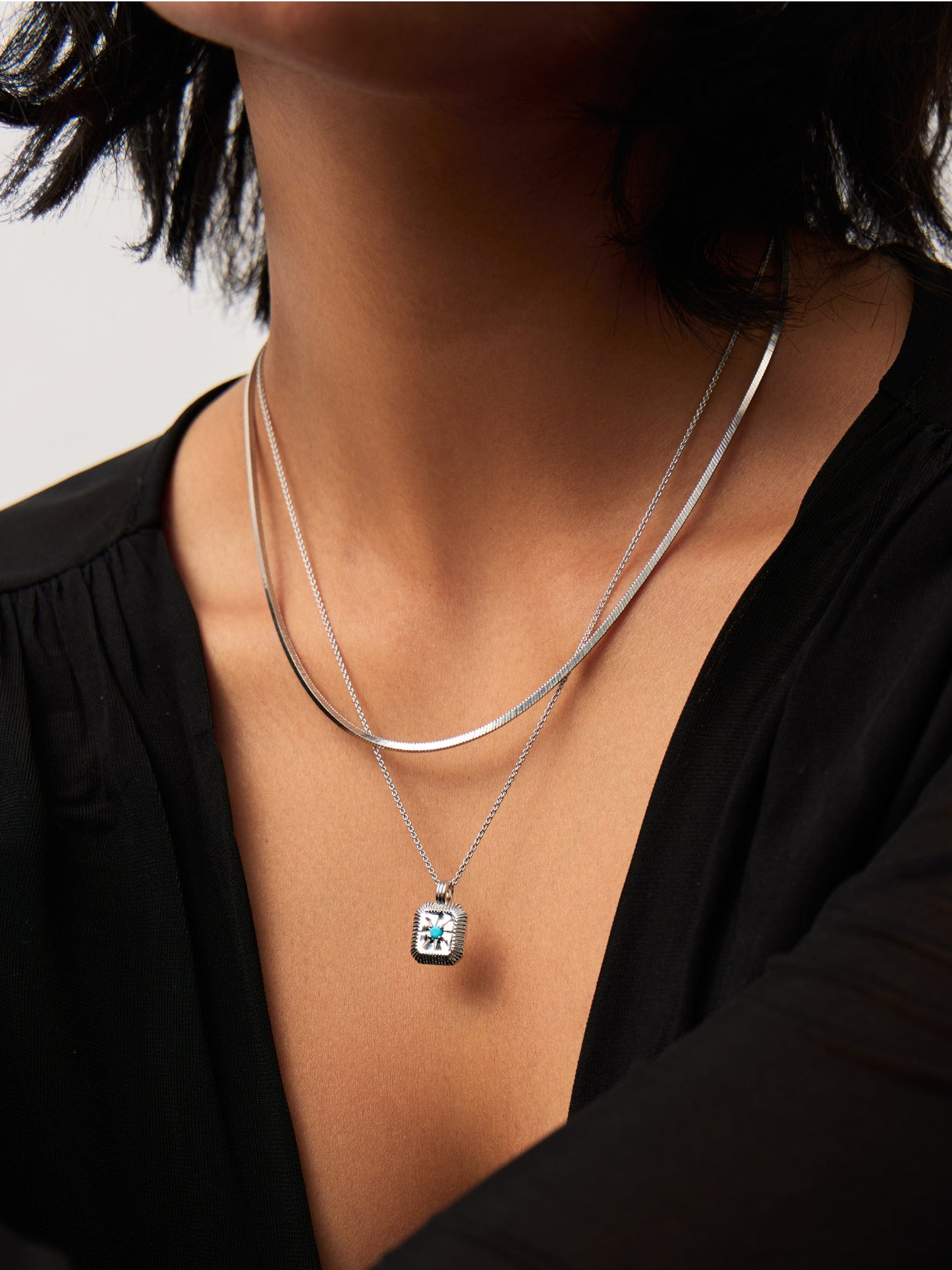 December Birthstone Necklace & Charm Earrings Set | Sterling Silver