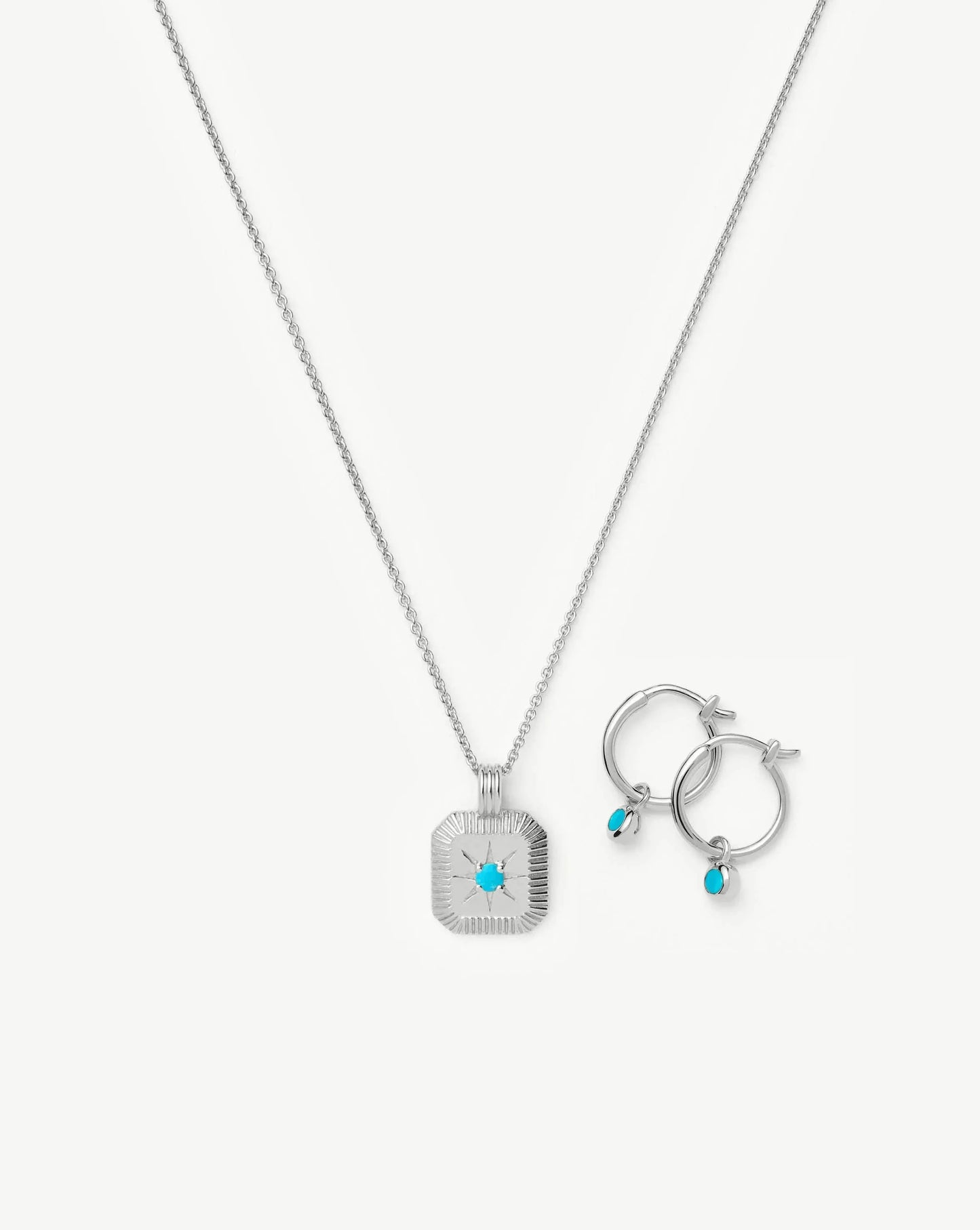 December Birthstone Necklace & Charm Earrings Set | Sterling Silver